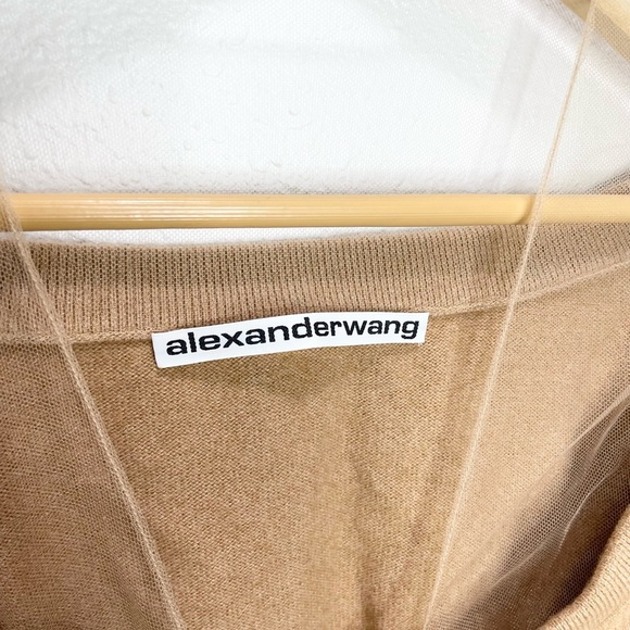 Alexander Wang Cropped Drape Neck Sweater In Tan Large - Picture 7 of 10